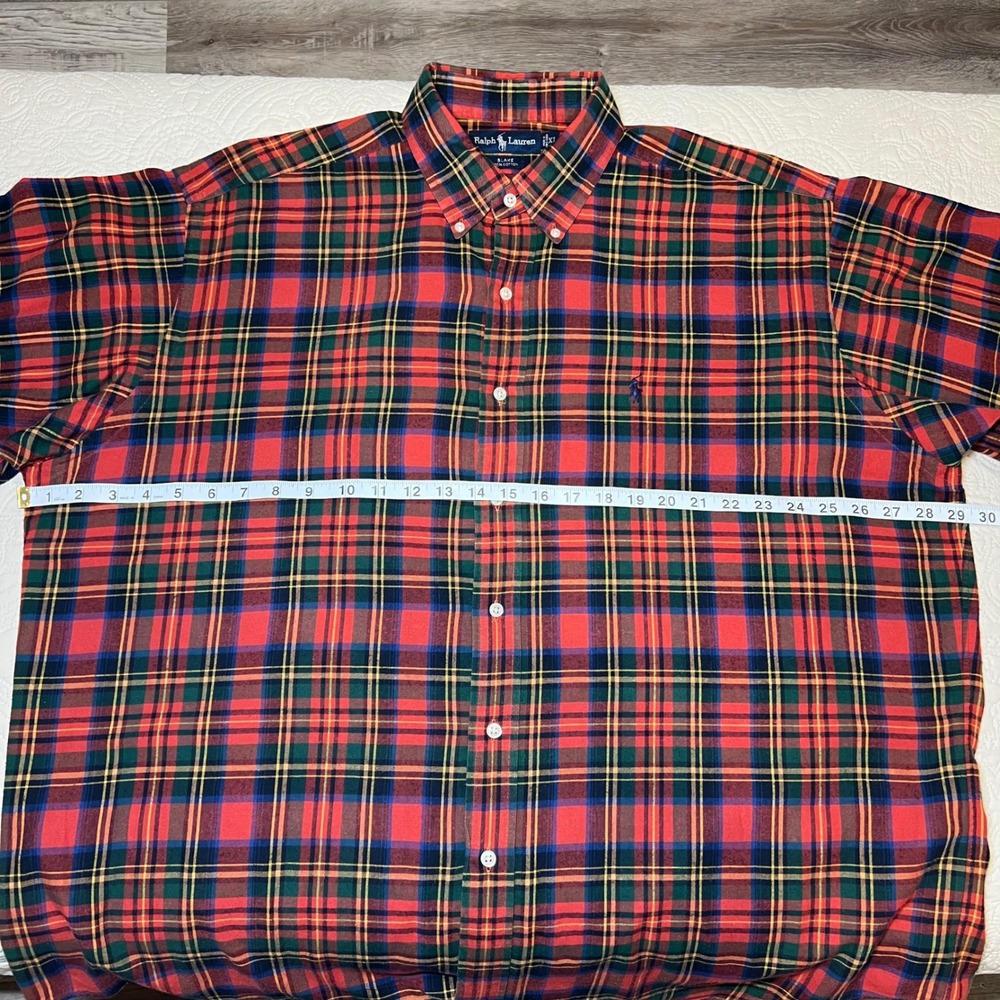 Ralph Lauren Blake Button Down Shirt Mens XL Tartan Plaid Cotton VTG Oversized - Picture 8 of 8